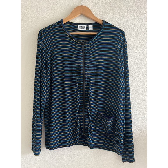 Chico's Jackets & Blazers - Chico's Design Vintage 90's Multicolor Striped Zip-Up Top Jacket Medium Retro